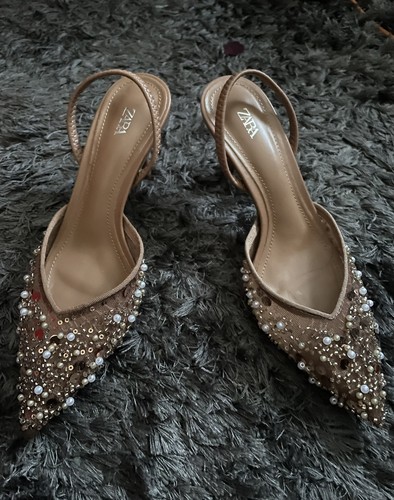 Zara mesh and bead slingback - zara,