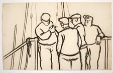 Frederick Roberts Johnson (1900-1986) Graphite drawing fisherman conversing
