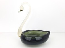 Vintage Large Murano Glass Swan Smokey Grey Sweet Dish 26.5 cm H