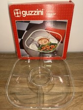 Guzzini Vintage Chip-N-Dip Serving Tray And Fitted Bowl / Clear Plastic