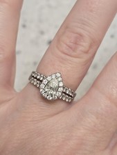 14k White Gold Halo Pear