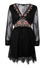 Topshop - Black Embroidered