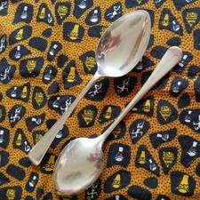 PAIR VINTAGE SHEFFIELD MADE SILVER PLATED OLD ENGLISH PATTERN TABLESPOONS 8.5"