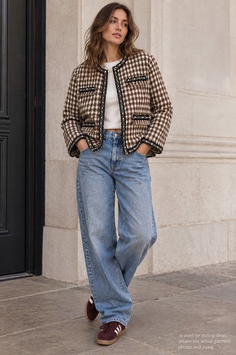 Tweed boucle jacket size - tweed, l