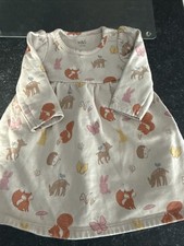 Marks and Spencer 6-9 Months Baby Girl Long Sleeve Dress Animal Theme Cotton