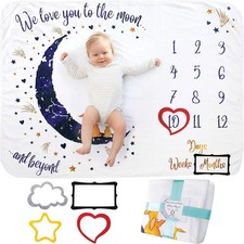 Baby Monthly Milestone Blanket Girl Or Boy, Unisex | Month Blanket Baby For Pict