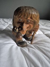 ANTON SVEEN Troll Norwegian Vintage Wood Carved Pipe Walking Stick READ Desc