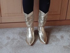 Cowboy Boots Gold Size 41 New