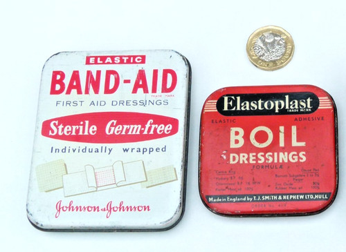 Pair vintage plasters tins - plasters,