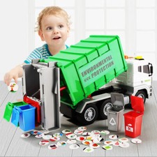 13" Garbage Truck Toy Trash Cans Dump Toy Truck for Kids 3 4 5 Years Old