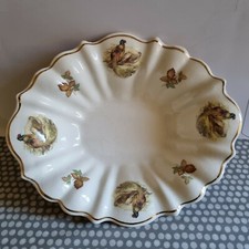 Staffordshire Ironstone England Large Fluted Bowl With Pheasant & Gilt...