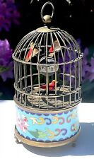 Chinese Cloisonne Enamel Mechanical Bird Box Bird Cage Clock