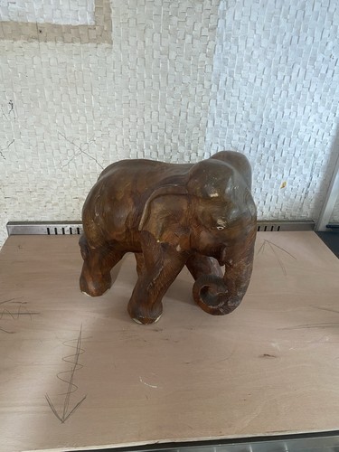 Large wooden carved elephant - elephant,