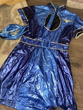 Ann Summers Wet Look Air Hostess Costume Size 12 Blue Fancy Dress Partywear