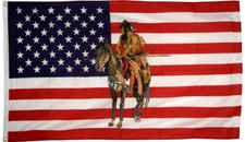 USA INDIAN on a HORSE FLAG 5'