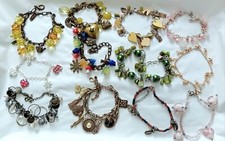 Job Lot Of 12 Mixed Costume Jewellery Charm Bracelets Ref:A62