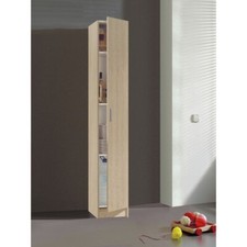 Multi Tall Oak Effect 1 Door Narrow Slim Utility Universal Storage Cupboard