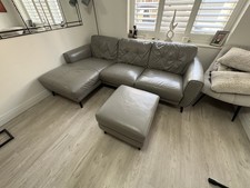 DFS Grey Leather Sofa L Shape