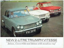 TRIUMPH VITESSE 2-LITRE Mk1 SALOON CONVERTIBLE ORIG. 1966 FACTORY SALES BROCHURE