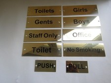 Brass door signs Toilets pub