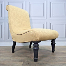 Antique Victorian Scroll Back Nursing Chair Fireside Slipper Seat - Upholstered