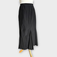 FSR Collection Skirt Sz 42 Fit 14 Black Crinkle Long A-Line Lined Cotton Mix 