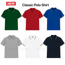 Men's Plain Polo Shirt Short Sleeve Cotton Blend Casual Tee Golf Top XL-5XL New