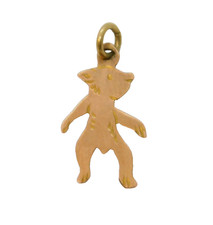 Edwardian 9ct Rose Gold Dancing Pig Charm Pendant Antique c1910