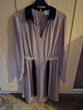 Damsel In A Dress Beautiful Shirt Dress Size 12. Taupe Colour and Black Collar