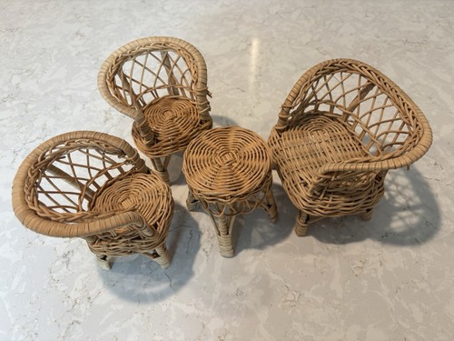 Vintage miniature wicker - wicker, doll