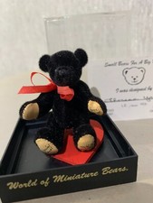 WORLD OF MINIATURE BEARS DARK BLACK  BEAR WITH CASE PERFECT