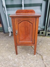 Antique bedside table, Wood, Cupboard, Pretty, Inlay, dent in door