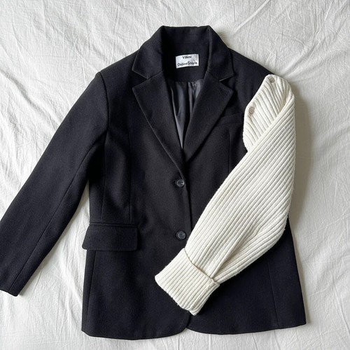 Black white contrasted - black/white, wool