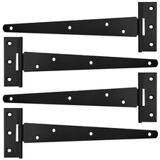 4 x LARGE 10" BLACK TEE HINGES 25cm Stable Door Outdoor Gate Shed Metal T Hinge