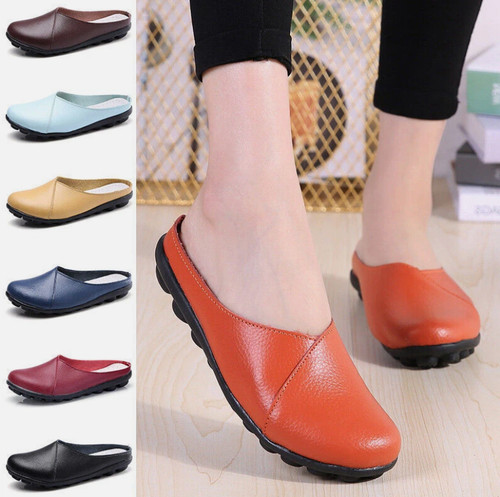 Women leather flats backless - women's,