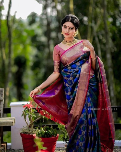 Designer sari soft lichi silk - sari,