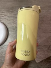 Insulated Travel Mug BottleBottle 12oz (320ml) Stainless Steel with Straw Yellow