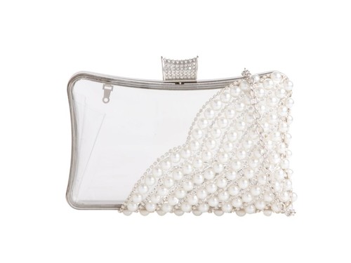 Silver pearl trimmed - silver, clear