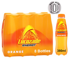 Lucozade Energy Falvoured Sparkling Orange Drink 8 Pack 380Ml