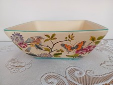 Large Ceramic Serving Bowl Beautiful With Floral, Bird and Butterfly Motifs