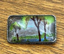 Silver TLM Brooch with miniature hand painted woodland scene