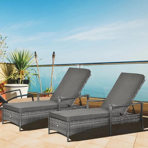 Rattan sun loungers with - 2x,
