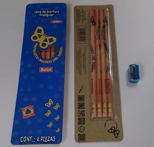 Berol Triangular Pencils Natural Pack of 4 Non Toxic with FREE Sharpener