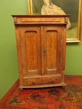 Antique Table top Cabinet in Oak and birds eye maple
