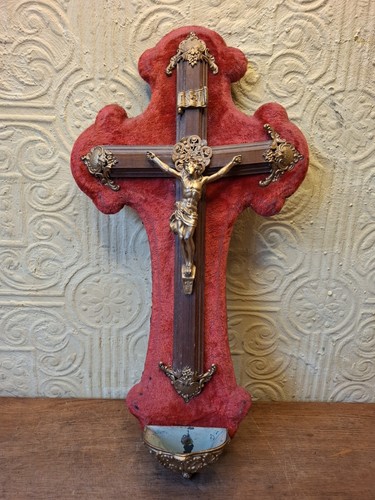 Antique french crucifix red - french, on