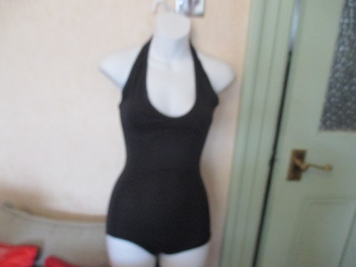 Halterneck black leotard - black,