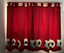 football Next Curtains with matching curtain pole and hold backs