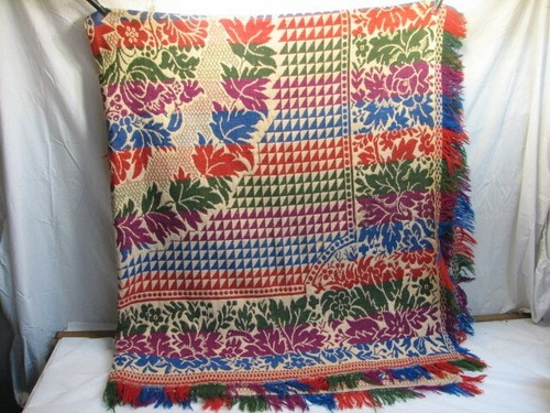 Vintage colorful coverlet loom - colorful,