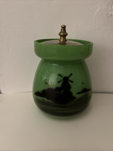 Green glass jam - jam/honey, pot