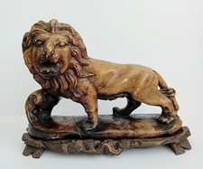 Antique Lion Classical Ornament With Wooden Base Length: 9 Inch Height: 7 Inch